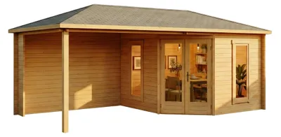 Produktbild von Alpholz 5-Eck Holz-Gartenhaus Liwa 614x317cm Imprägn. Pinie 40mm Wandstärke