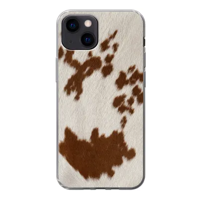 Produktbild von MuchoWow® Handyhülle Schutzhülle Hülle für iPhone 13 mini Rindsleder mit rot-orangen Tupfen Silikon Softcase Handy Hülle - Softcase