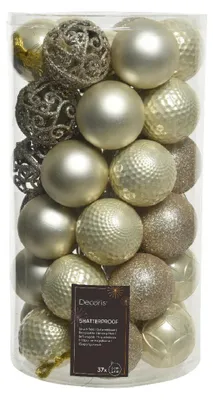 Produktbild von Weihnachtsbaumkugeln Kunststoff Ornamente Ø 6 cm 37 Stück perle