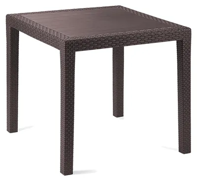 Image de Table de jardin Bistro plastique angulaire 79x79x72cm aspect rotin