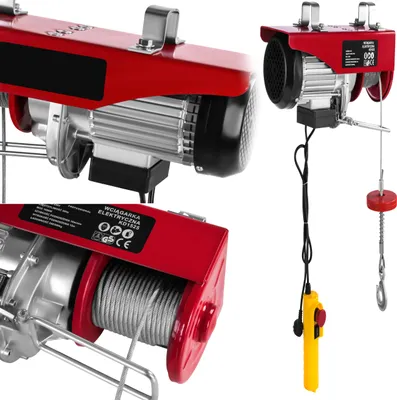 Produktbild von KRAFT&DELE | Elektrische Seilwinde, 250-500kg, Seilzug Motorwinde 1000W, Kupfermotor Flaschenzug, 10m/min Hubgeschwindigkeit Hebezug, Fernbedienung, Seilhebezug, Kettenzug