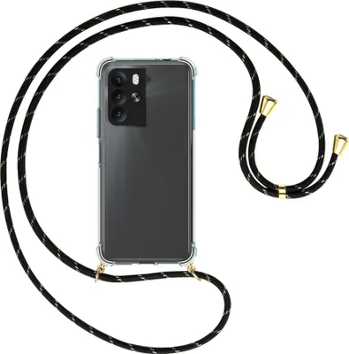 Produktbild von Handykette Backcover-Schutzhülle mit Band (Metall goldfarben) für HTC U23 Pro (2QC9200,-9100,-B100, 6.7'') - schwarz/gold