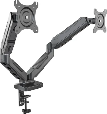 Produktbild von HFTEK HF24GMCB Doppel-Monitorarm für 15–34" Bildschirme – Gasfeder Tischhalterung, Höhenverstellbar, VESA-kompatibel, je Arm bis 6,5 kg