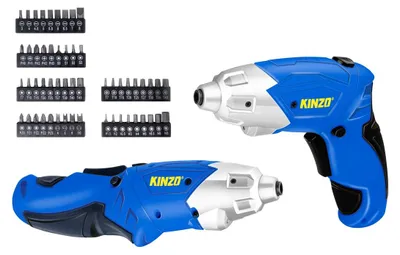 Produktbild von Kinzo Akkuschrauber Elektrischer Schraubendreher mit Bitset 54 Bits einschließlich Schlitz, Torx, Kreuzschlitz, Pozidriv und Innensechskant