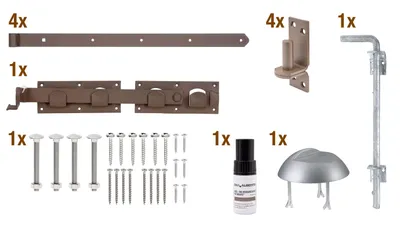 Immagine prodotto di Alberts 302085 Serie di raccordi DURAVIS® , per cancelli a due ante, in tre colori, con rivestimento duplex marrone-ruggine