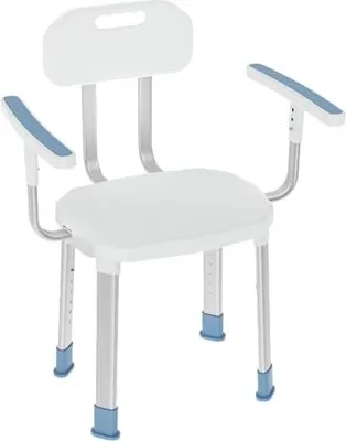 Obrázok produktu pre JOIEYOU Sprchová stolička Sprchová stolička pre seniorov Stolička do vane Výškovo nastaviteľná 41-53,5 cm Moderné hliníkové sedadlo do sprchy Stolička do vane 150 kg s nastaviteľným operadlom a opierkami rúk
