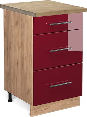 Produktbild von Küchenunterschrank Vicco Fame-Line Bordeaux Hochglanz 50 cm , AP Eiche, Model 45826
