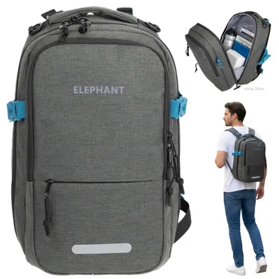 Produktbild von Rucksack Handgepäck klein Flugzeug Laptoprucksack Herren Tasche Business Ryanair 40x25x20 cm Travel Elephant Fly small 13124 Schwarz Dunkelgrau +Gurt