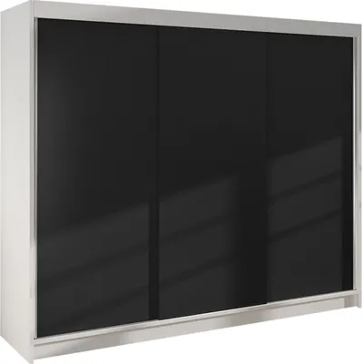 Produktbild von MIRJAN24 Schiebetürenschrank  Derby II, Kleiderschrank, Stilvoll Schlafzimmer Garderobenschrank (Farbe: Weiß / Schwarz)