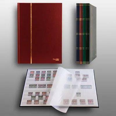 Produktbild von Prophila Collection 16 weiße Seiten A4 Briefmarken-Einsteckbuch rot