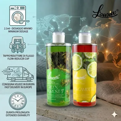 Immagine prodotto di Set L’ousia Fresh Balance 2x400 g – Green Forest, Bergamotto, profumo per bucato concentrato e persistente, fino a 320 lavaggi