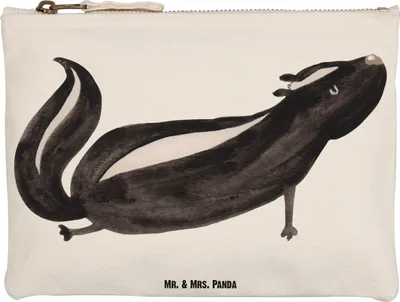 Produktbild von Mr. & Mrs. Panda kosmetiktäschchen Stinktier Yoga Grösse XL Große - Weiß - Geschenk, Stifteetui, Pouch, Kulturtasche, Kosmetiktasche, Raubtier, Kulturbeutel, Liebe