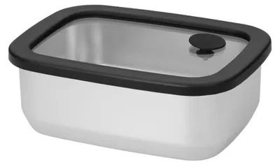 Produktbild von Lunchbox Edelstahl mit Glasdeckel 550 ml - auslaufsichere Brotdose aus Edelstahl - Lunchbox für Kinder & Erwachsene - silber/blau
