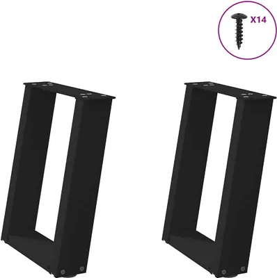 Image de Pieds de table basse en U 2 pièces Noir 38 x (42-43) cm Acier