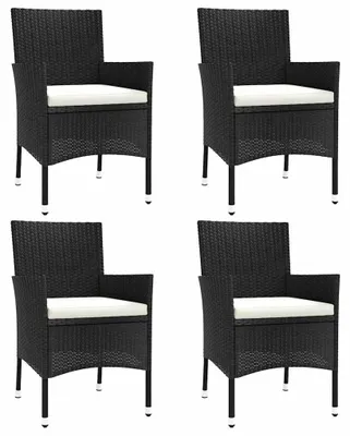 Produktbild von vidaXL Gartenstühle mit Kissen 4 Stk. Schwarz Poly Rattan