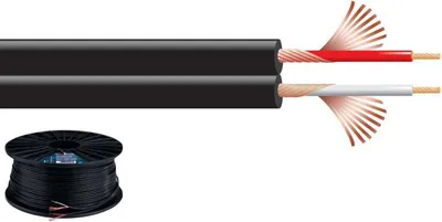 Produktbild von MONACOR Audiokabel 2x0.12mm² DM2x2.6mm 250pF/m CU Metermark. 100m sw AC-102/SW