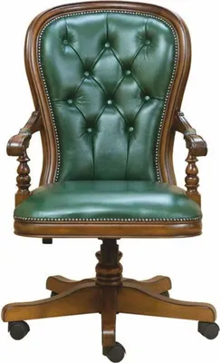 Produktbild von Casa Padrino Luxus Barock Echtleder Schreibtischstuhl Grün / Braun - Barock Möbel