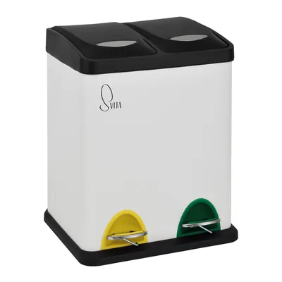 Image de SVITA TC2X8 Poubelle 16 litres Système de tri des déchets Poubelle de cuisine blanche (2x8L)