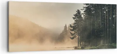 Produktbild von Bild auf Leinwand - Leinwandbild - Einteilig - Nebel See Wald - 100x40cm - Wand Bild - Wanddeko - Wandbilder - Leinwanddruck - Bilder - Wanddekoration - Leinwand bilder - Wandbild - AB100x40-4440