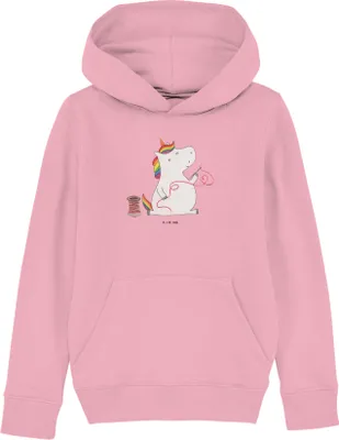 Produktbild von Mr. & Mrs. Panda Kinderpullover Einhorn Näherin 9-11 Jahre (134/146) - Baumwolle Pink - Geschenk, Hoodie, Nähen, Pullover, Kinderbekleidung, Stricken, Einhörner, Basteln