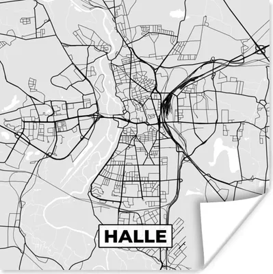 Produktbild von MuchoWow® Poster Deutschland - Karte - Halle - Stadtplan 100x100 cm - Babyzimmer