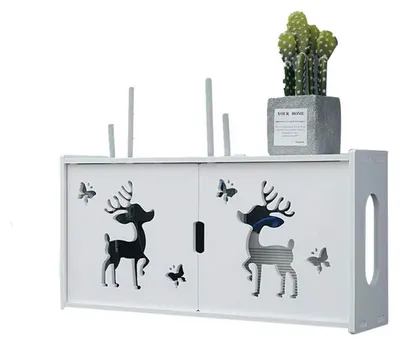 Zdjęcie produktu dla Pudełko do przechowywania routera, białe. Pudełko na router Wi-Fi, półka na router, pudełko do ukrywania kabli, pojemnik do przechowywania routera Wi-Fi