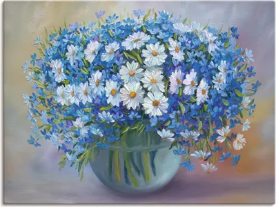 Produktbild von ARTland Leinwandbild Blaue Blumen Größe: 80x60 cm