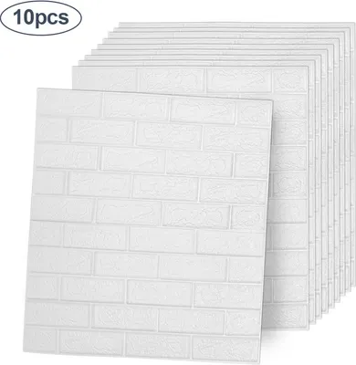 Obrázok produktu pre Jopassy 1 sada (10 ks) veľké 3D vodotesné dlaždice tehla nástenné samolepky samolepiace penový panel 70x77cm biela