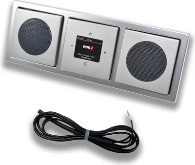 Produktbild von Busch Jäger DAB+ Unterputz Radio Set 8215U-101 inkl. 2x Lautsprecher im 3 fach Rahmen in PUR Edelstahl inkl. 0,9m EBROM Wurfantenne 8215U - 8215 U - 8215 U-101