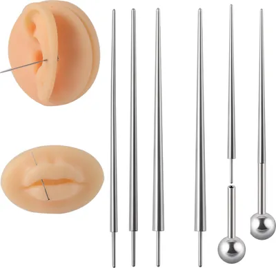 Produktbild von 3 Stück Piercing-Einstecknadeln, glatt, schmerzlos, wiederverwendbar, hochfest, rostfrei, Körperpiercing, Edelstahl, Nasen-Ohr-Einstecknadeln, Piercing-Schmuckset für Frauen