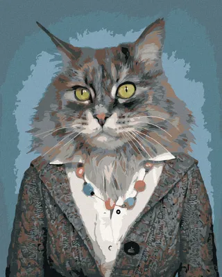 Image de Zuty - Peinture par numéros - CHAT EN VÊTEMENTS, 40 x 50 cm, sans cadre et sans tension de la toile
