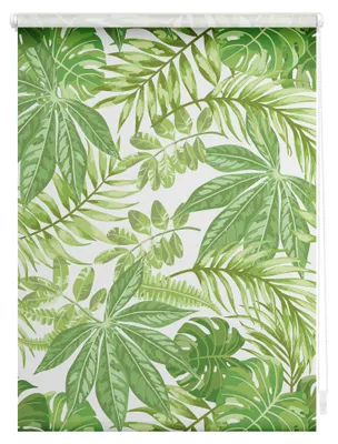 Produktbild von Lichtblick Rollo Klemmfix, ohne Bohren, blickdicht, Blätter - Grün 120 cm x 150 cm (B x L)