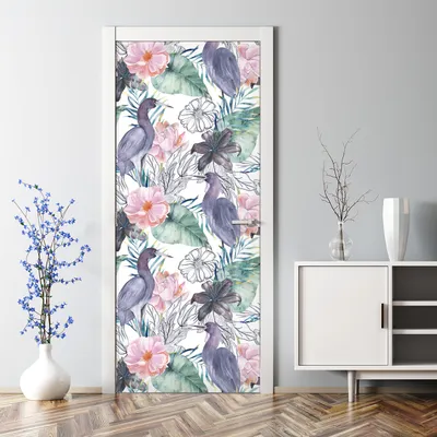 Produktbild von Dekorative selbstklebend Klebefolie Türtapete Türaufkleber Aufkleber Tropische Vögel 77 x 200 cm