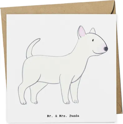 Produktbild von Mr. & Mrs. Panda Grußkarte Bullterrier Moment - Weiß - Geschenk, faltkarte, anlasskarte, Klappkarte, Glückwunschkarte, doppelkarte