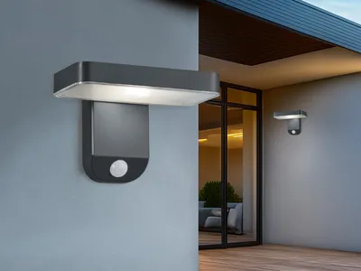 Produktbild von LED Solar Wandleuchten Set Außenleuchten Fassadenlampe Solarlampe für den Garten
