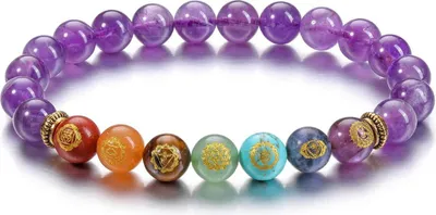 Immagine prodotto di Bracciale Chakra Gemma Rune Yoga Guarigione Ametista 7 Pietre Chakra