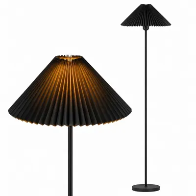 Produktbild von MasterLED Stehlampe Aurora E27 schwarz 150 cm mit Plisseeschirm fürs Wohnzimmer