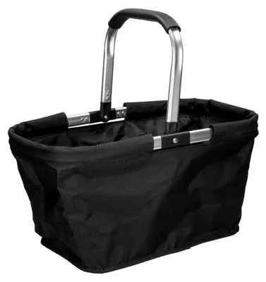 Produktbild von Einkaufskorb "Vigo" - Faltbarer Einkaufskorb schwarz mit Aluminiumgriff - Einkaufstasche 30 Liter Füllvolumen - Schwarz