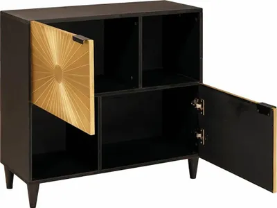 Image de vidaXL Armoire latérale avec étagère noir et or 80 x 33,5 x 75 cm