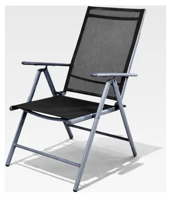 Produktbild von Hochlehner Gartenstuhl 7-fach verstellbar klappbar witterungsbeständig Aluminium Silber/Anthrazit