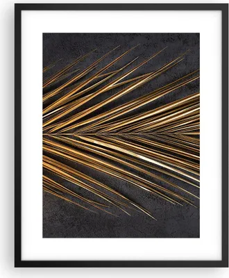 Produktbild von Gerahmtes Poster - Schwarzer Rahmen - Blatt golden schwarz - 40x50 cm - Wand Bild - Wanddeko - Wandbilder - Kunstposter - Wandposter - Bilderrahmen - Bilder - Kunstdruck - P2BPA40x50-5091