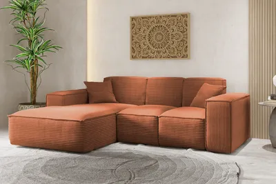 Produktbild von Kaiser Möbel Ecksofa, Eckcouch L form, Wohnzimmer Couch SIENA stoff Poso Kupfer  Ottomane Links
