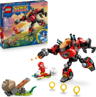Produktbild von LEGO Sonic the Hedgehog Knuckles vs. Dr. Eggmans Egg Crusher Mech - Kreatives Spielzeug mit 2 Minifiguren, Ringe & Chaos Emeralds - Gamer Geschenk Jungen & Mädchen ab 8 Jahren - 77005