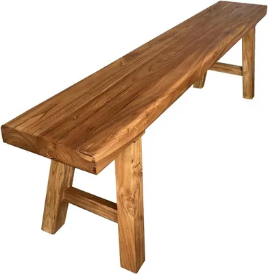 Productafbeelding van Houten Eetkamerbank - Keukenbank Boerderijstijl - Extra zitplaats creëren - Stevige massief houten constructie - 180x26x45cm - Natuurlijk hout