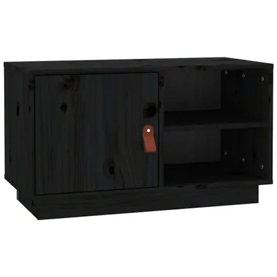 Produktbild von vidaXL TV-Schrank Schwarz 70x34x40 cm Massivholz Kiefer