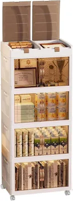 Image de Boîte de rangement de 72 litres avec couvercle et roulettes pour la cuisine et la salle de bains