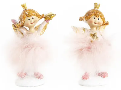 2 Engel-Prinzessinnenfiguren, rosa/gold, 10 cm, Weihnachtsgeschenk