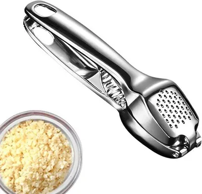 Zdjęcie produktu dla Ręczna praska do czosnku, kompaktowa, czerwona, metalowa