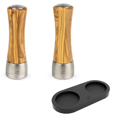 Produktbild von PEUGEOT Mühlenset 21cm MADRAS Olivenholz Stahlmahlwerk Pfeffermühle Salz Menage