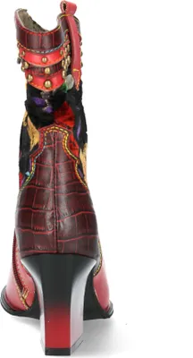 Produktbild von Laura Vita Damen Stiefelette Cowboy Western Boot Blumen floral Nieten Onao 01, Größe:38 EU, Farbe:Rot